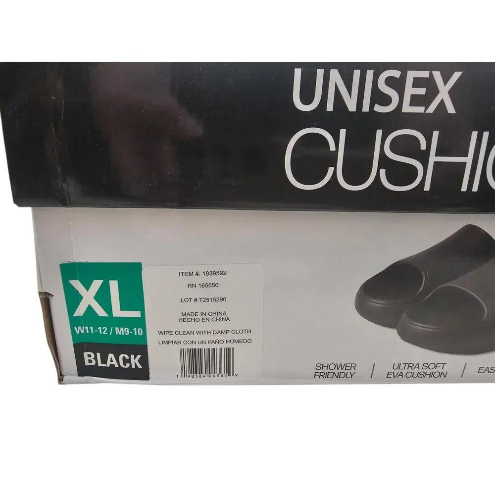 32 Degrees Unisex Cusion Slides Black XL M9-10, W11-12